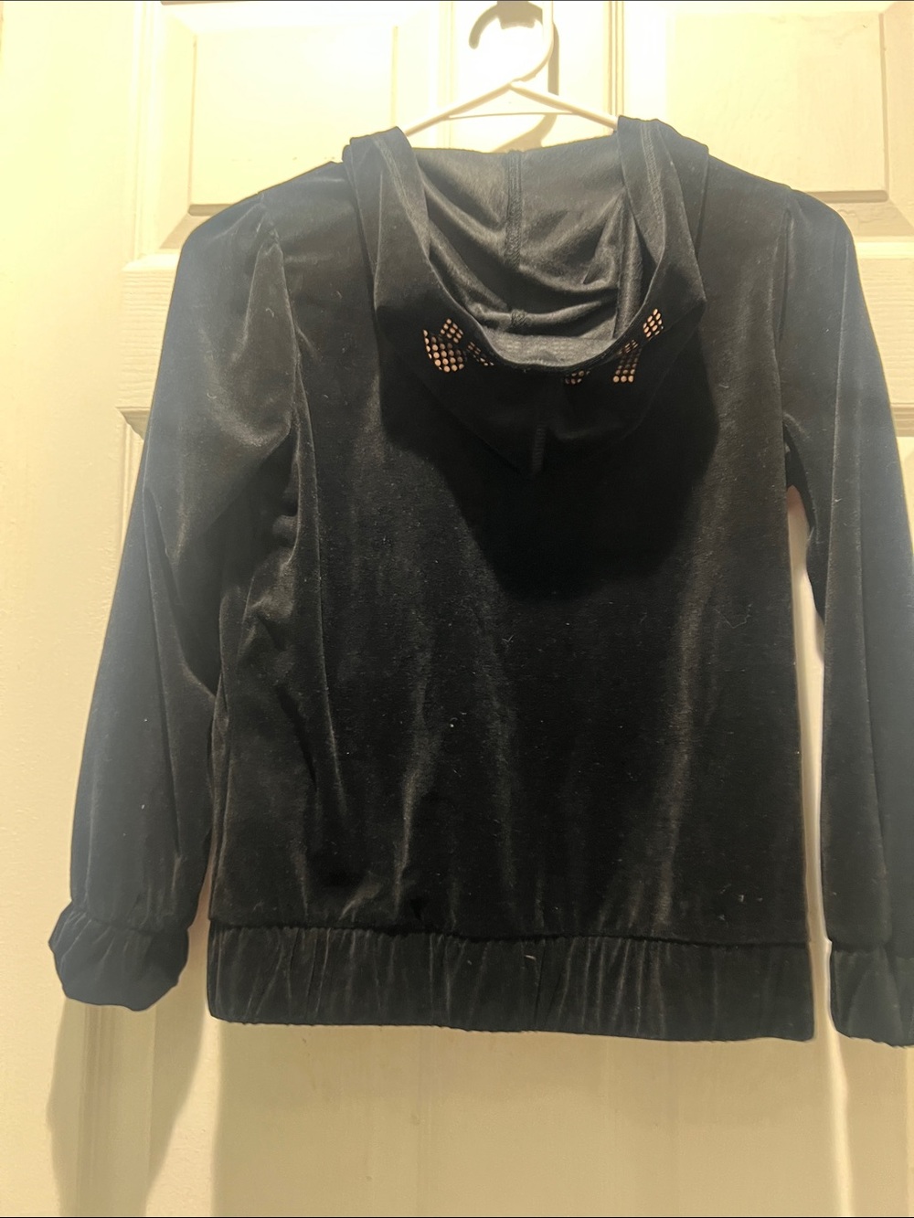 Juicy Couture Black Velvet Zip Hoodie with Gold Crown Pin - Picture 6 of 8